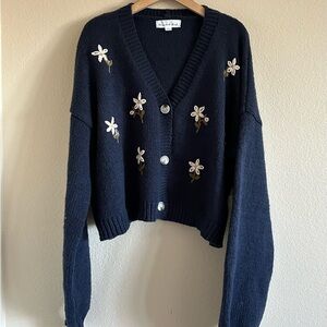 Chic Navy Floral Cardigan